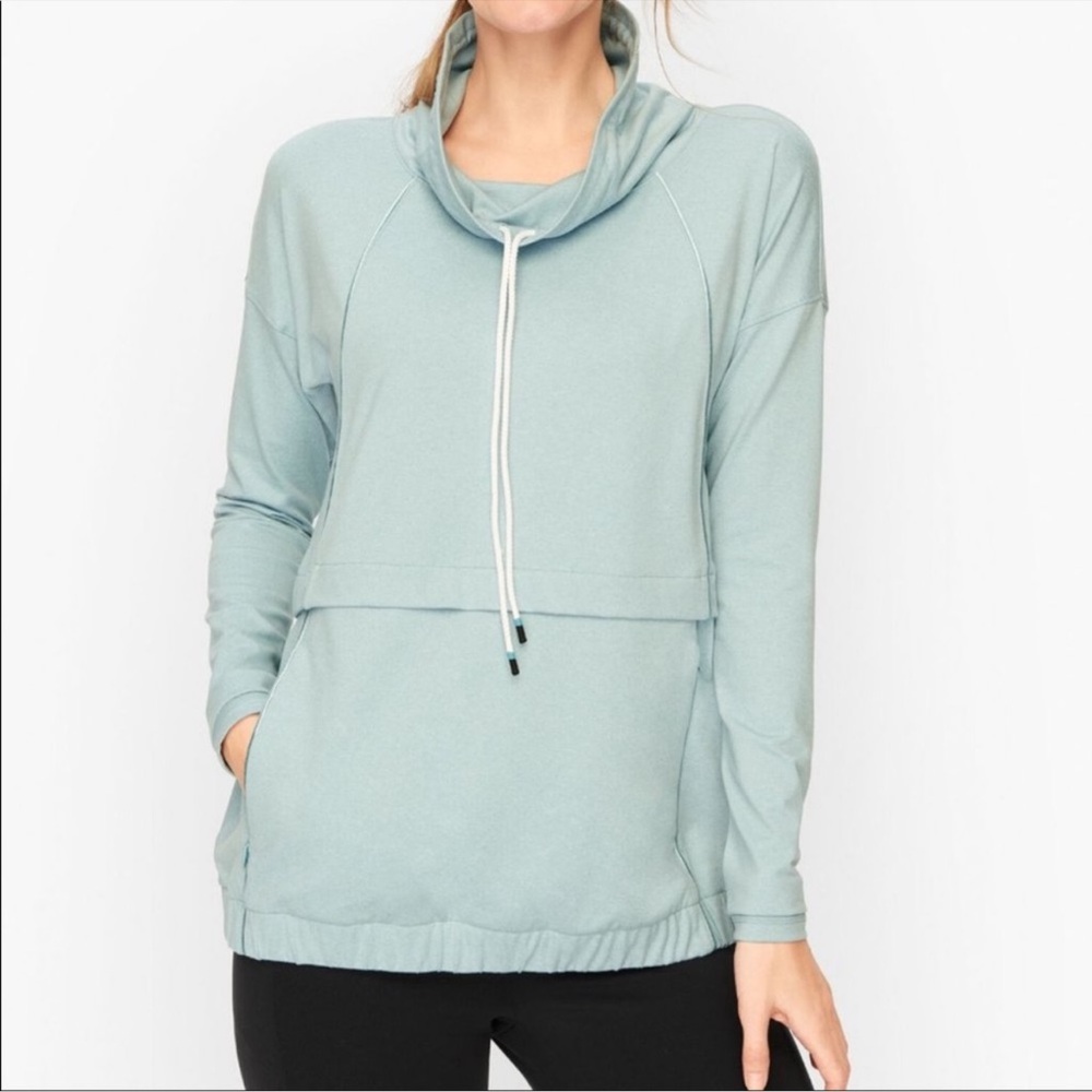 T by Talbots UPF 50+ Sz Medium  MP Placket Mockneck Pullover